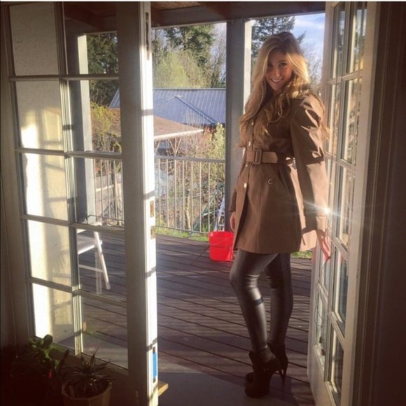 EUC Calvin Klein Polished Satin Hooded Trench Coat - Picture 17 of 17